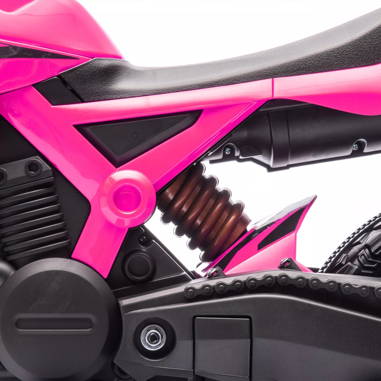 Elektrinis motociklas vaikams, 12V vaikiškas motociklas su atraminiais ratukais, vaikiška transporto priemonė su garso signalu ir paleidimo garsu, 3 km/h, Rožinė