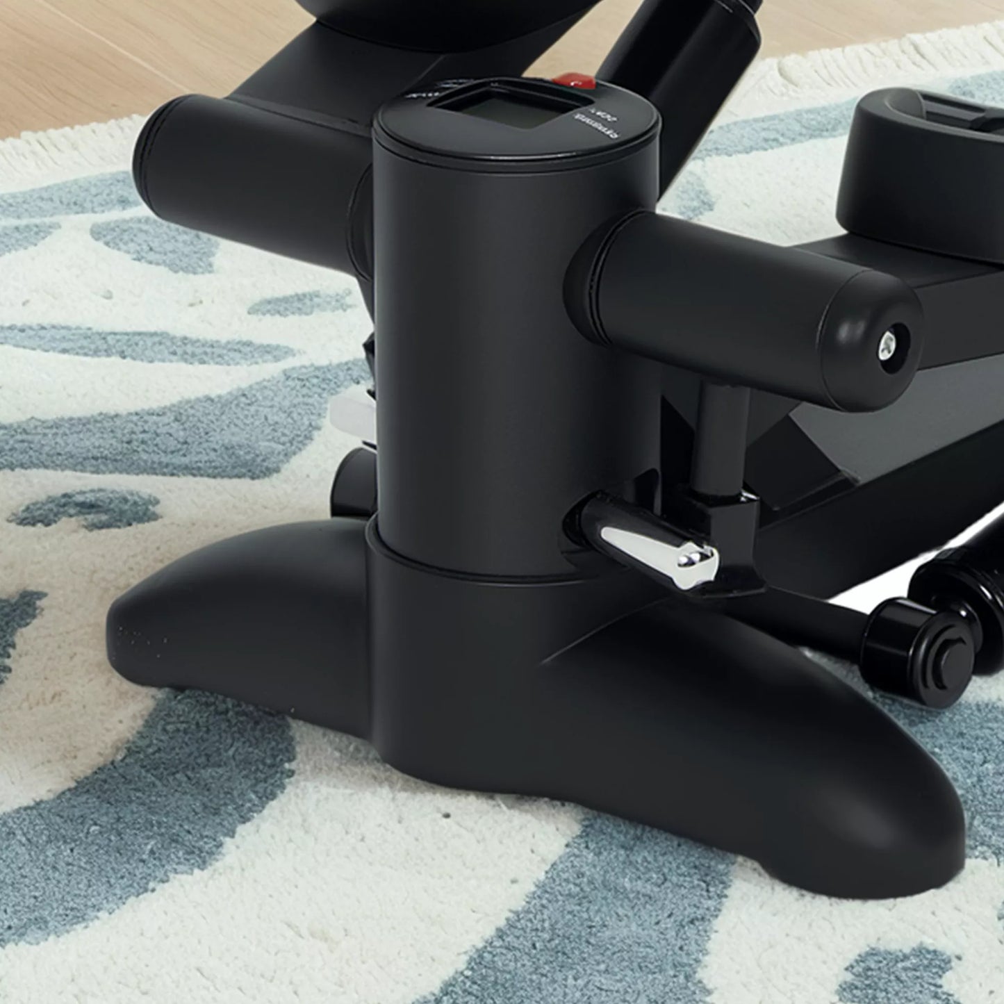 Mini steperis, kompaktiškas treniruoklis, fitneso steperis su LCD monitoriumi ir neslystančiais pedalais, juodos spalvos