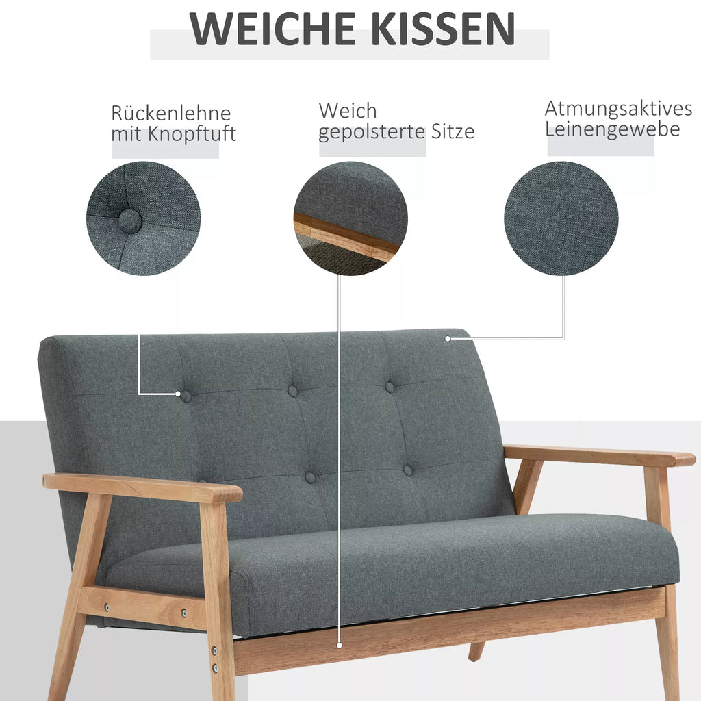 Dvivietė sofa, 115 cm, tamsiai pilka
