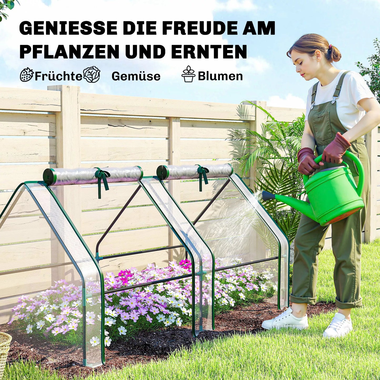 Šiltnamis su užtrauktuku langais, žiemai pritaikytas plėvelinis šiltnamis iš plieno 180 x 90 x 90 cm Skaidrus