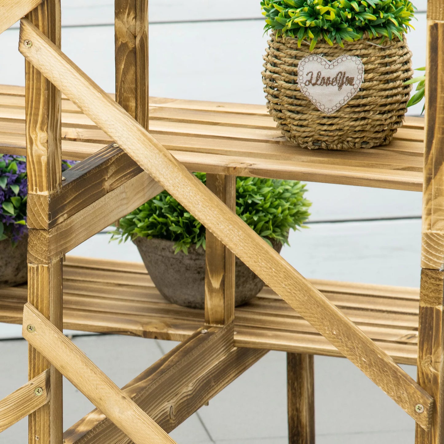 Pakopinis augalų/gėlių stovas, 3 pakopos, eglės mediena, 100 x 80 x 78cm