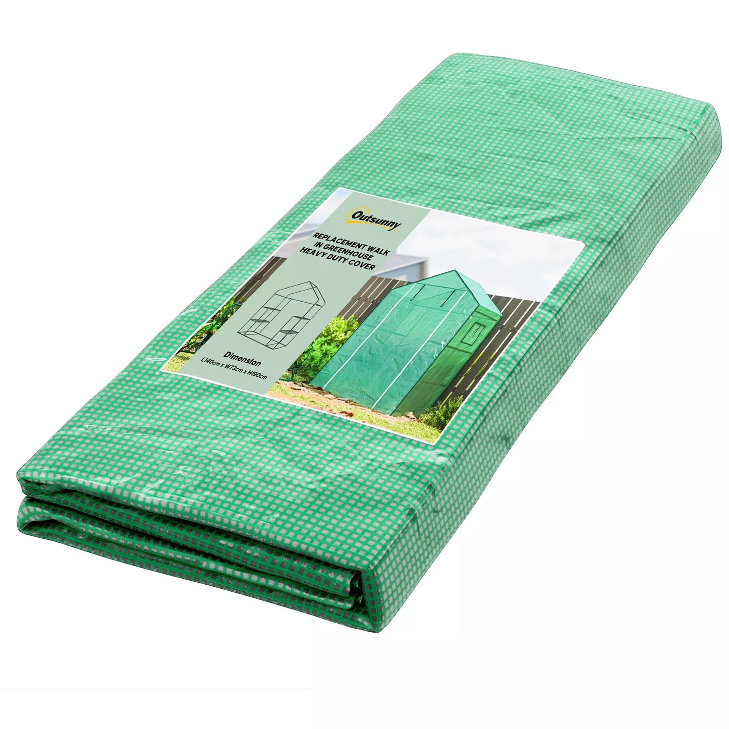 Atsarginė plėvelė šiltnamiui, Atsarginis uždangalas su UV apsauga, ritininės durys, šoniniai langai, 140 x 73 x 190 cm, Žalias