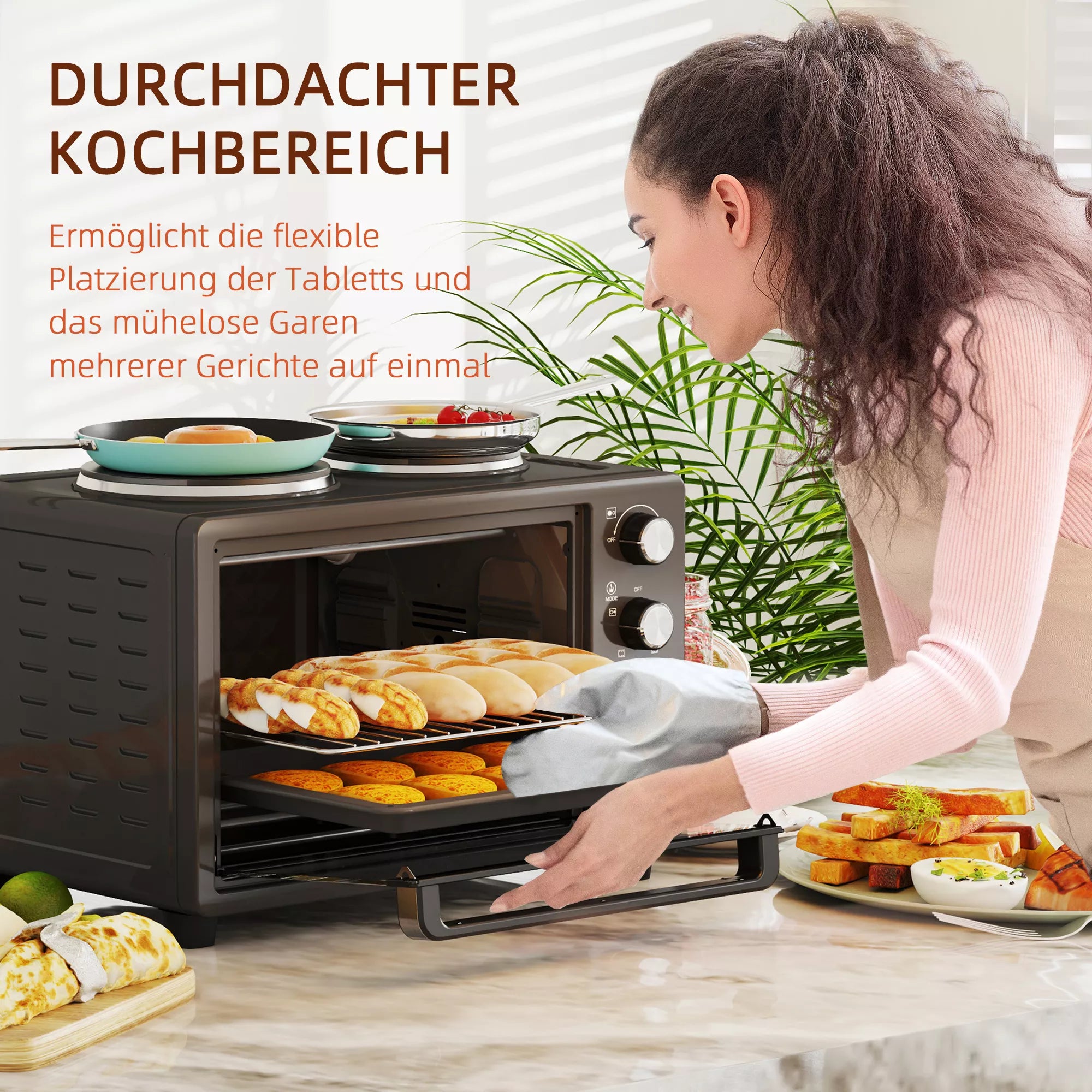 Mini orkaitė su kaitlentėmis 28 l, 2600 W, juoda