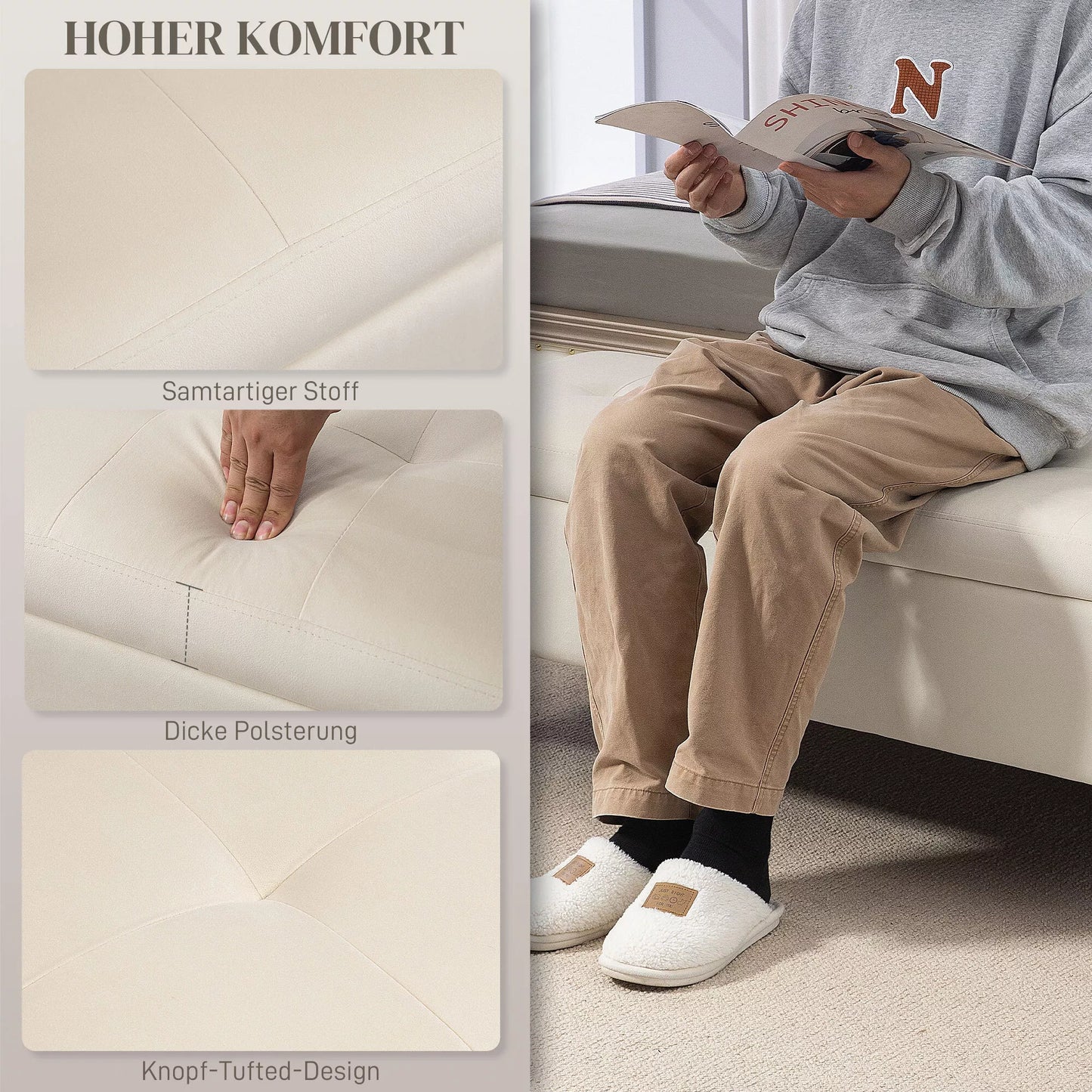 Suolas su daiktadėže, atlaiko iki 120kg, 120x44x44,5cm, smėlio spalvos