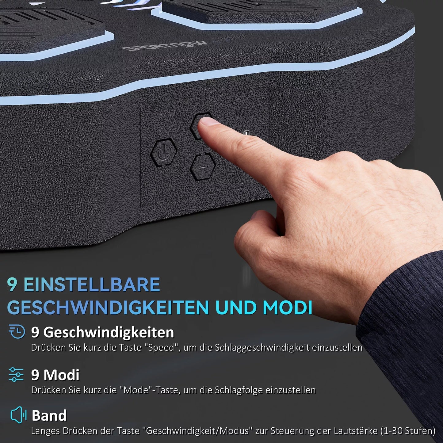 Muzikos grotuvas su Bluetooth, tvirtinamas prie sienos, 9 greičiai ir režimai, LED apšvietimas, juodas