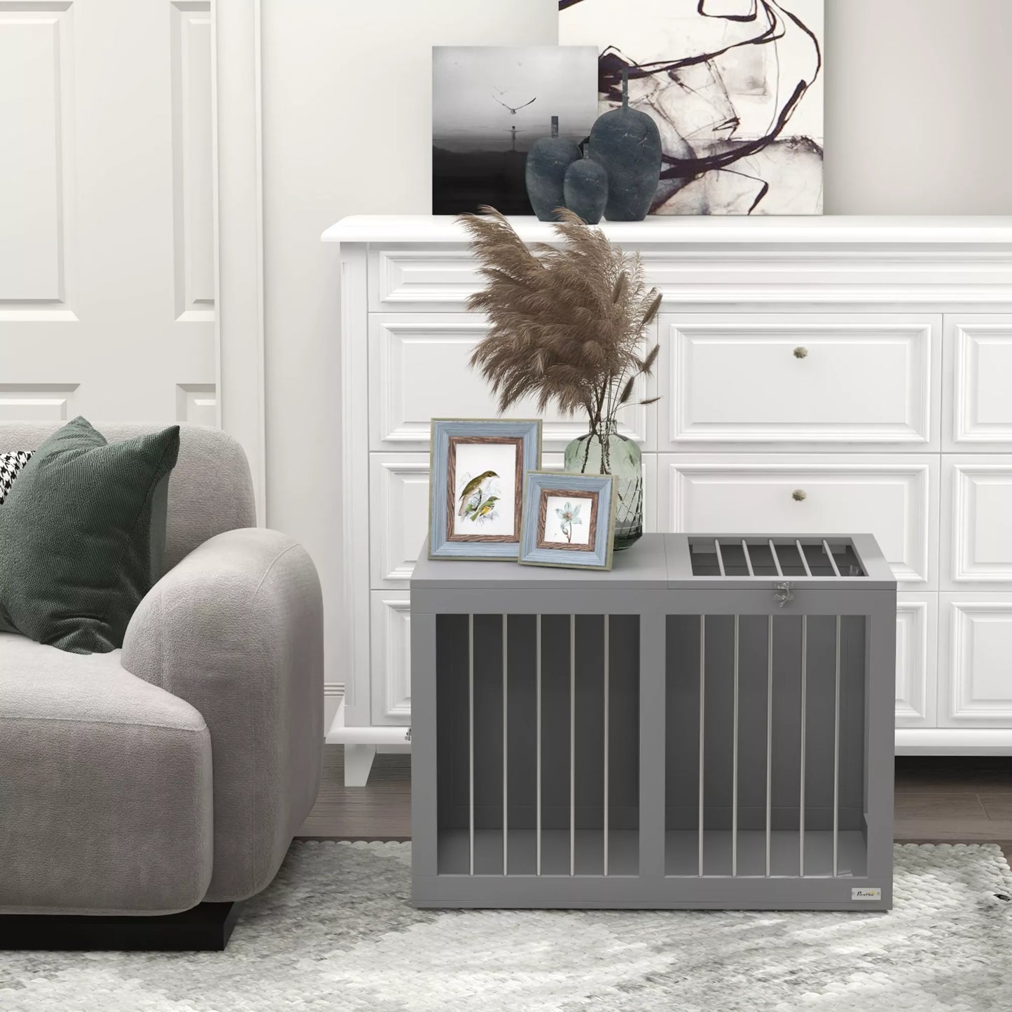 Šunų narvas, šunų transportavimo dėžė, 2 durys, užrakinamos, plieninės grotelės, 80 cm x 50 cm x 56,5 cm, pilka