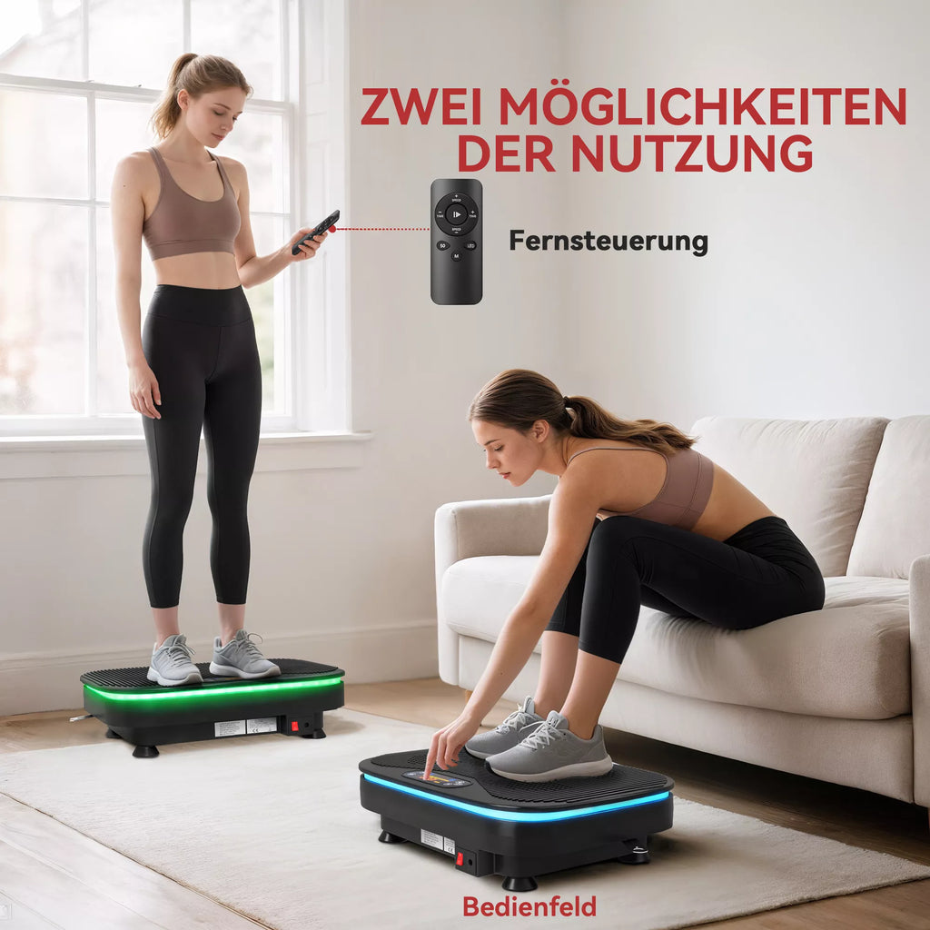 Vibracijos plokštė fitneso pratimams, Bluetooth funkcija, nuotolinio valdymo pultas, 99 greičio lygiai, plastikas, plienas, juoda spalva