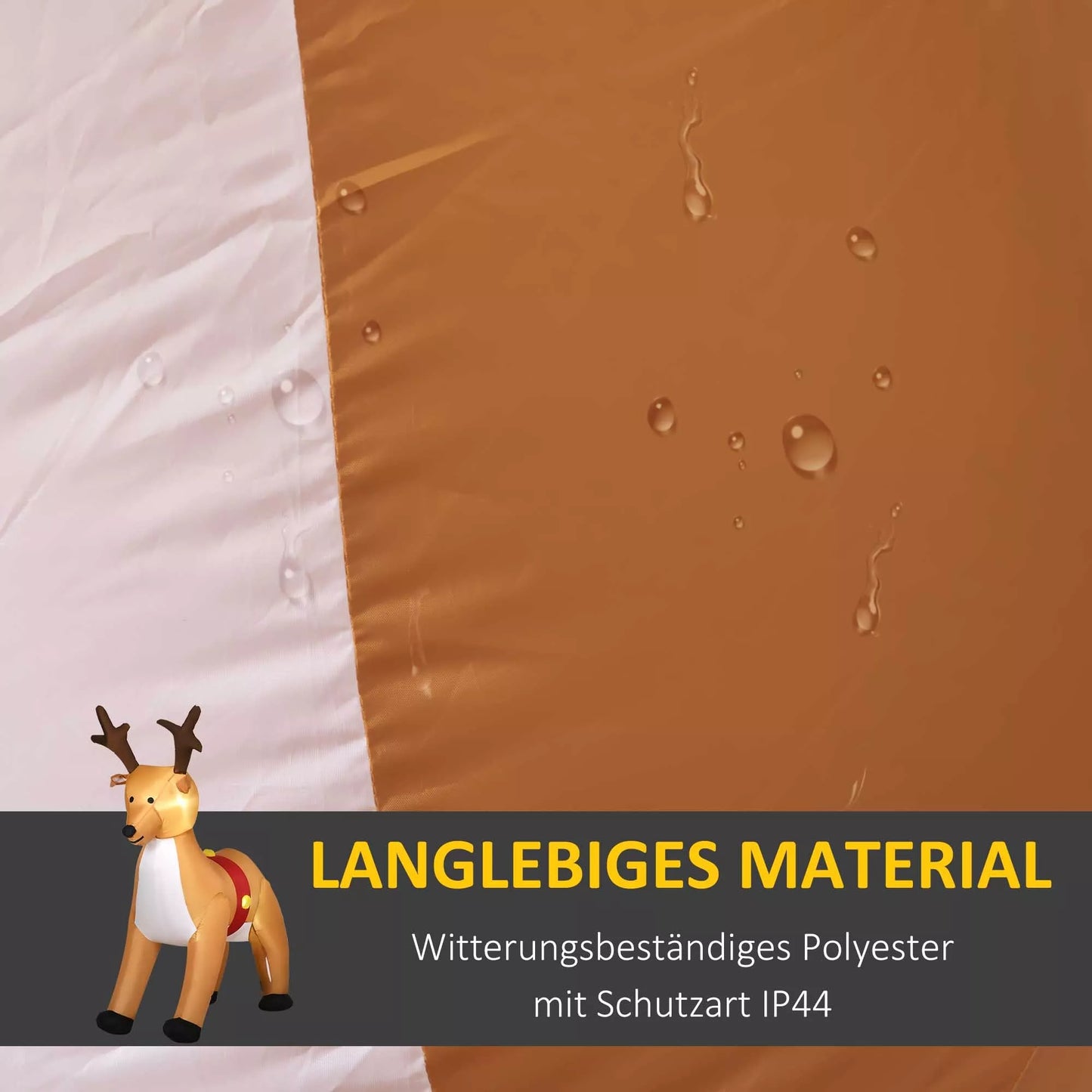 Pripučiamas elnias, 1,8 m, LED lemputės, priedai, automatinis pripūtimas, geltonas