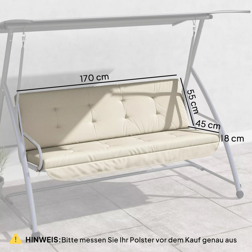 Holivudo sūpynės 170 cm pagalvėlių rinkinys Sūpynės pagalvėlės Sėdynės pagalvėlės Sodo sūpynės Sodo pagalvėlės Nugaros pagalvėlės Šoninės pagalvėlės Smėlio spalvos