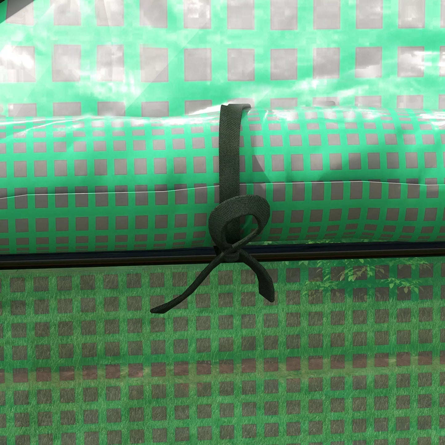 Atsarginė plėvelė šiltnamiui, Atsarginis uždangalas su UV apsauga, ritininės durys, šoniniai langai, 140 x 73 x 190 cm, Žalias