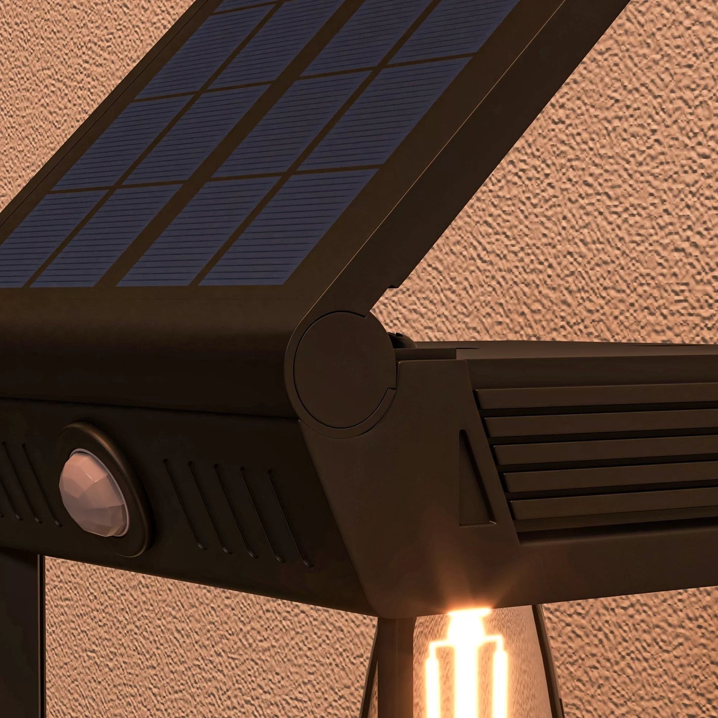 Lauko saulės šviestuvas, atsparus purslams, su judesio jutikliu, 14 cm x 24 cm x 24 cm, Juodas