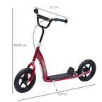 Paspirtuko matmenų schema: 120 cm ilgis, 52 cm plotis, 80–88 cm vairas