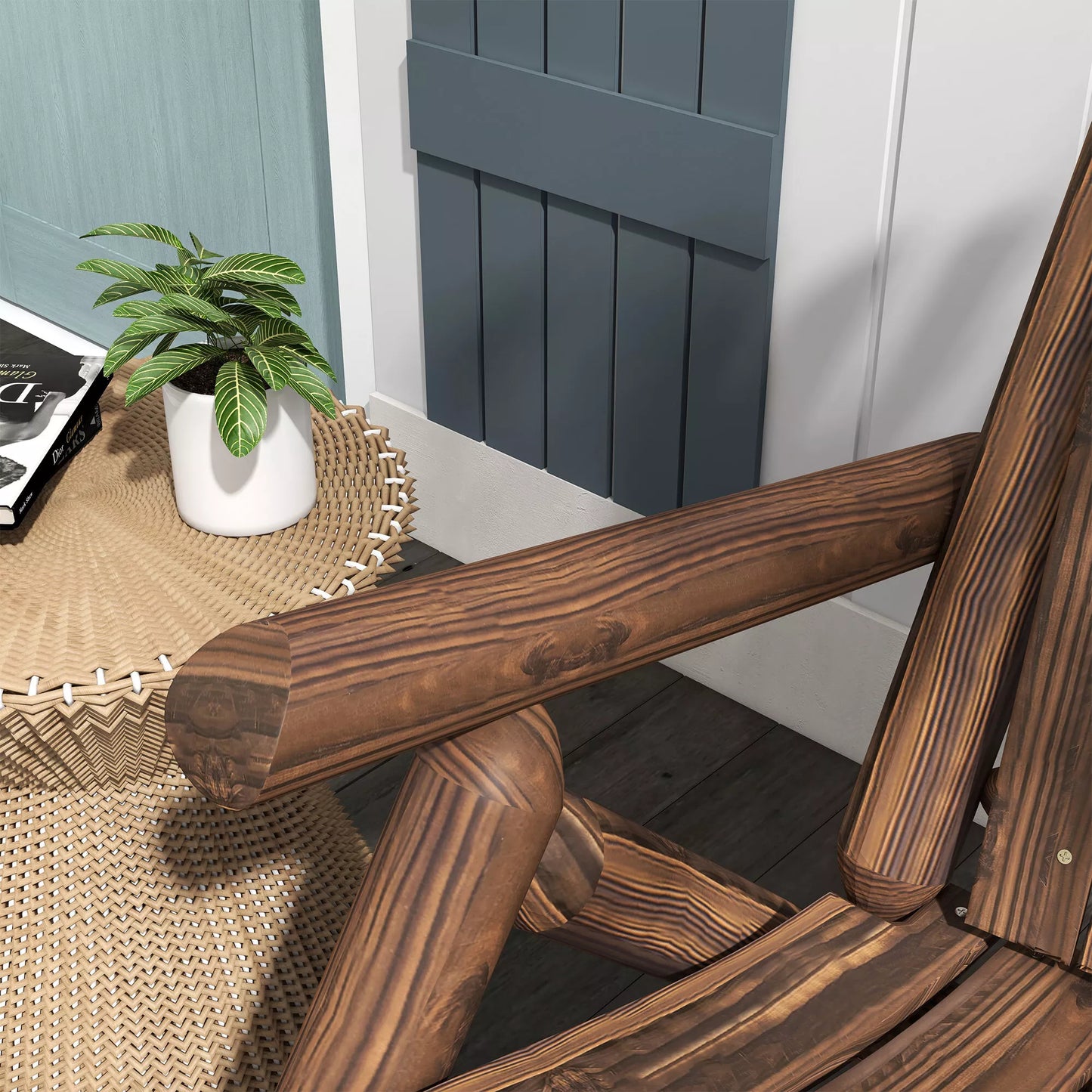 Sodo kėdė, lauko kėdė su aukštu atlošu, iki 113 kg, atspari atmosferos poveikiui, anglies spalvos