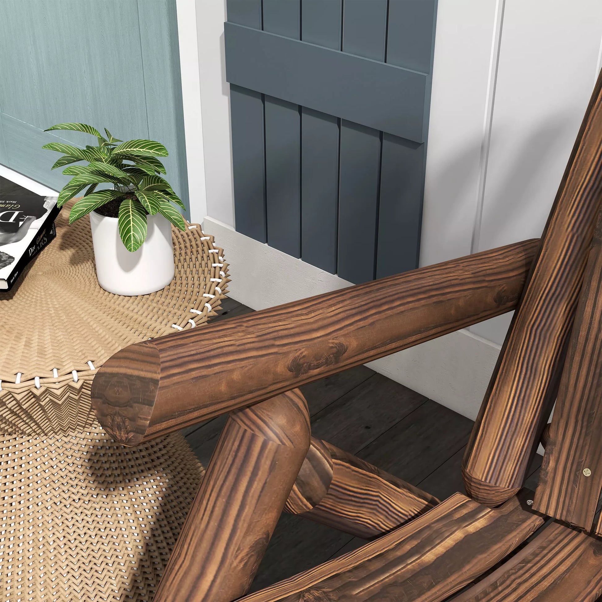 Sodo kėdė, lauko kėdė su aukštu atlošu, iki 113 kg, atspari atmosferos poveikiui, anglies spalvos