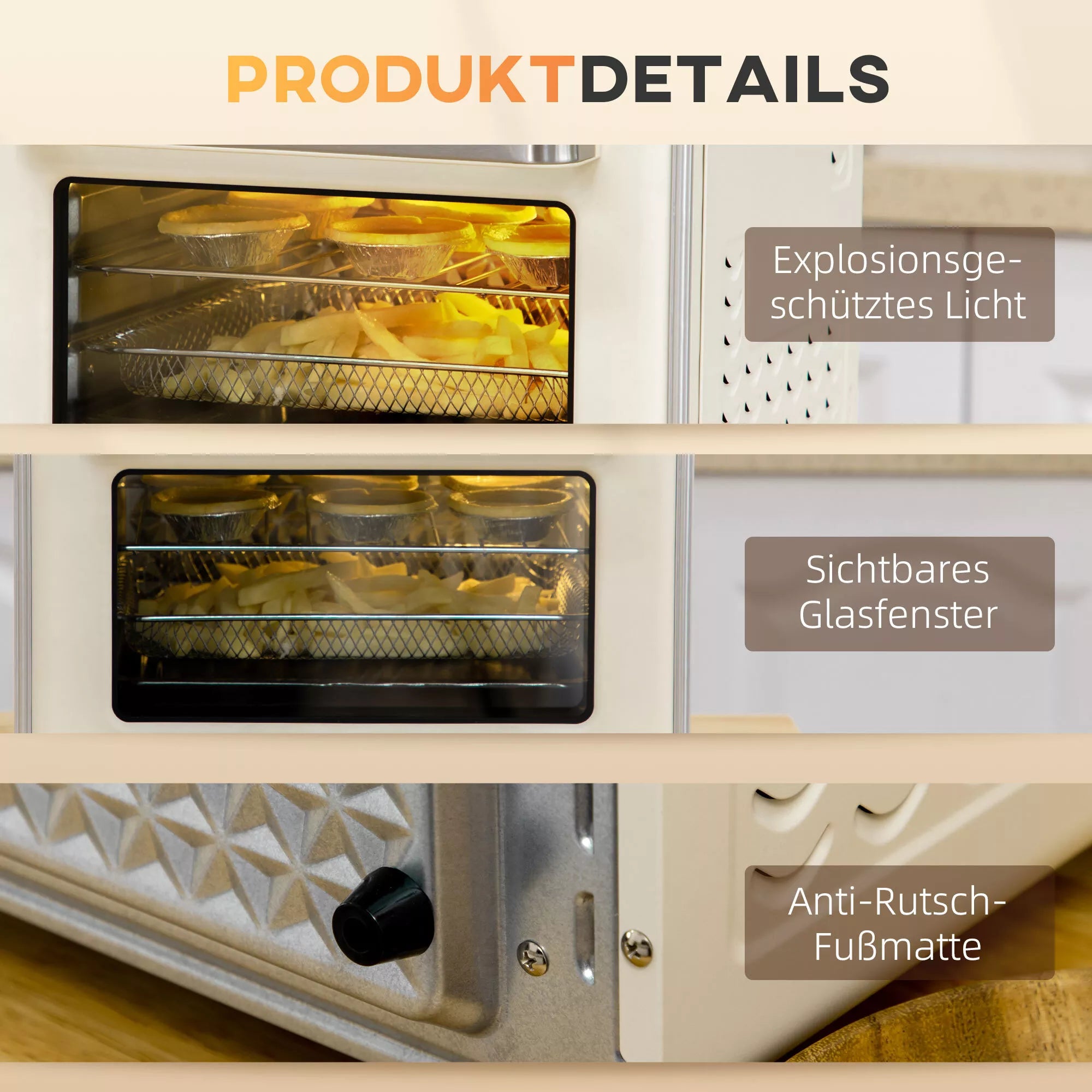 Elektrinė mini krosnelė, 1400 W, 20 l, kreminė ir sidabrinė