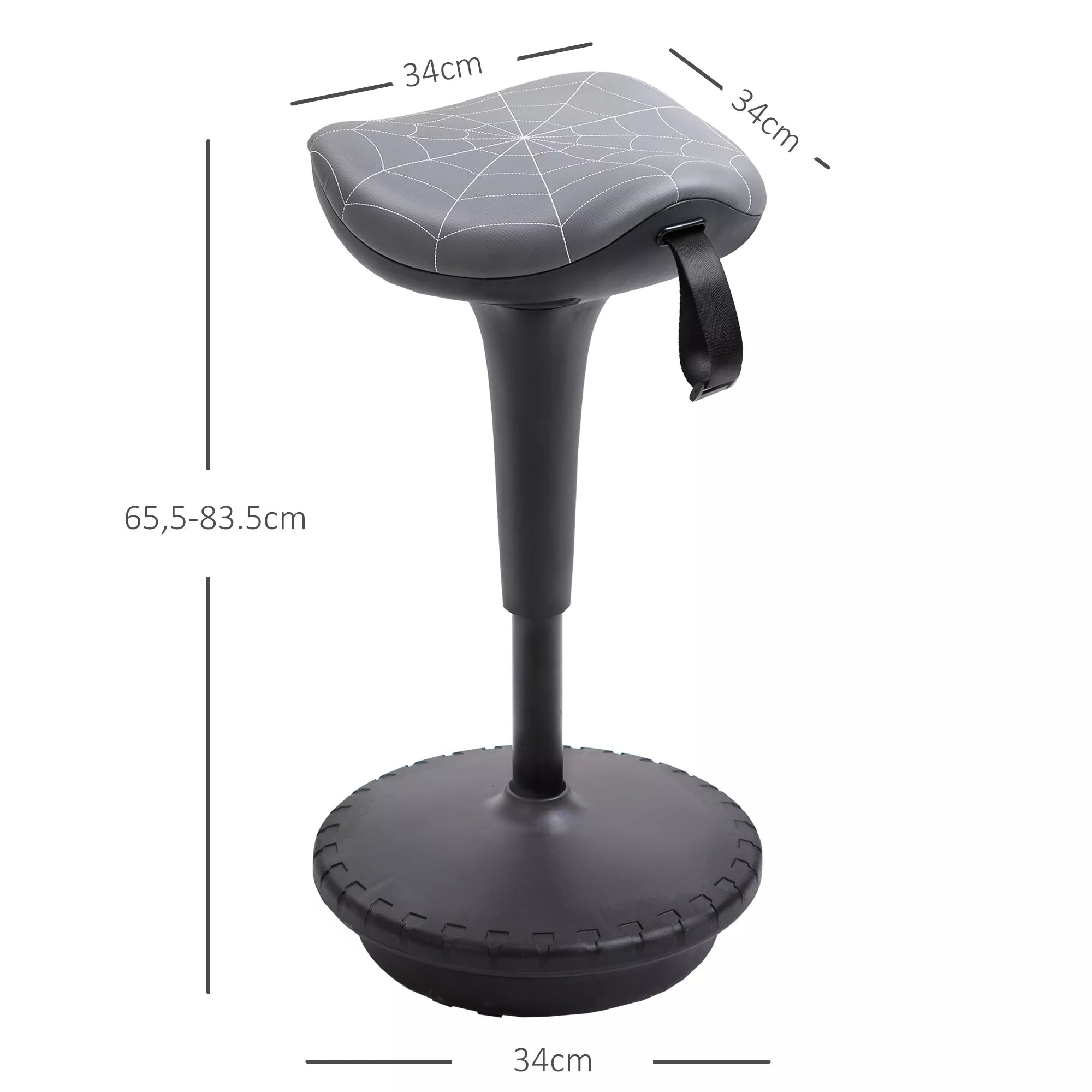 Biuro kėdė su pasukimo funkcija, ergonomiška kėdė, reguliuojamas aukštis 65,5–83,5 cm, pasukama 120° kampu, pilkos spalvos