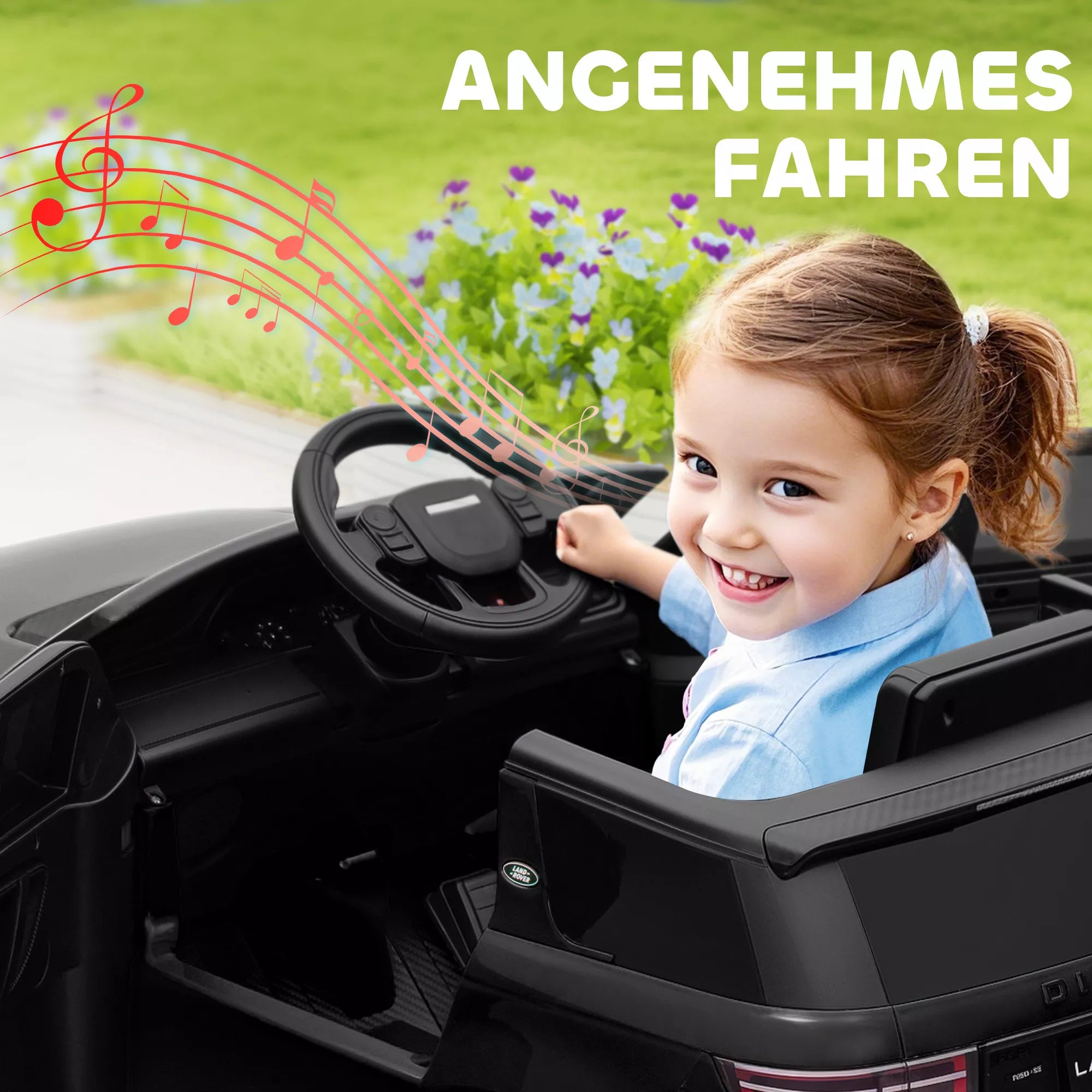 Elektrinis automobilis vaikams, 12V transporto priemonė vaikams su nuotolinio valdymo pultu, LED žibintais, muzika ir garsiniu signalu (garia), skirta 3-6 metų vaikams, juodos spalvos
