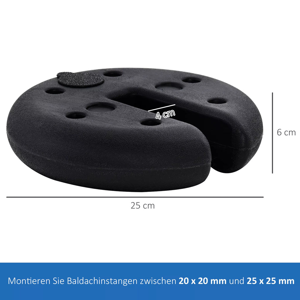 Paviljono stovas, 4 vnt. Svoris Šventinis palapinės paviljono svoris, užpildomas iki 5 kg Svoriai paviljonui Paviljonų svoriai Ø25 x 6 cm Juodi