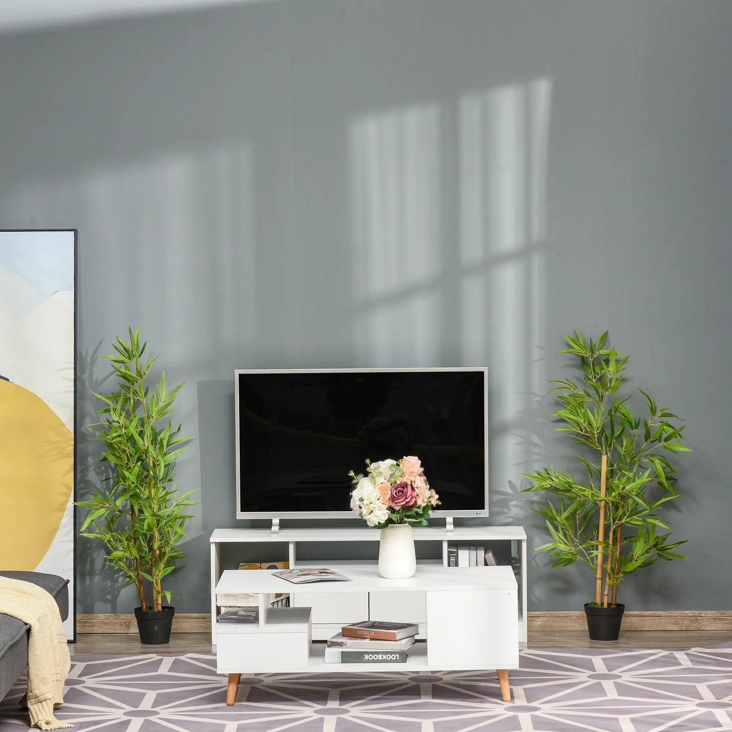 Dirbtinis bambukas, dirbtinis augalas su vazonu, dekoratyvinis medis, medžio dekoracija, 120 cm