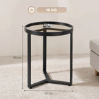 Pagalbinis staliukas su stiklu ir metaline koja, 45 cm, juodas