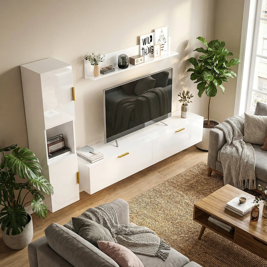 Pakabinama TV spintelė su durelėmis 180 cm, balta