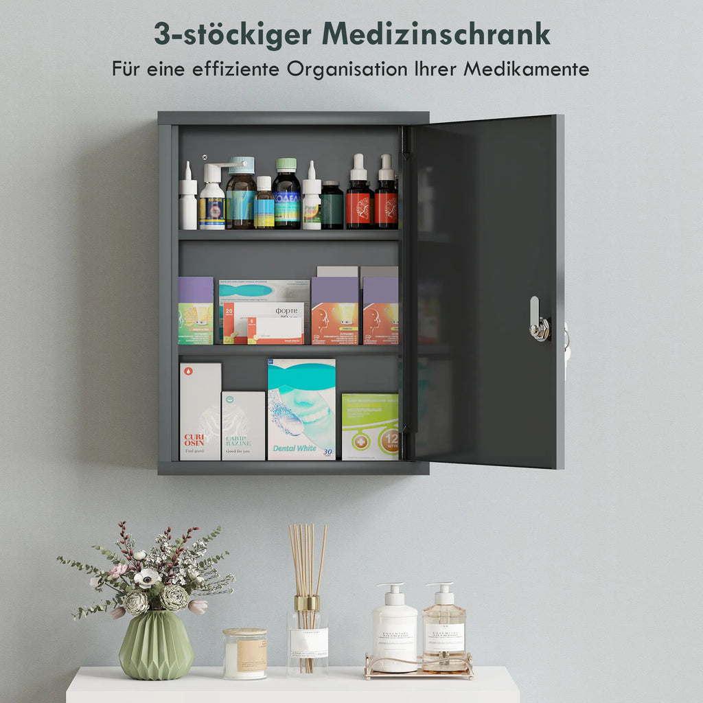 Pakabinama vaistinėlė iš plieno 40x15x53,5 cm tamsiai pilka