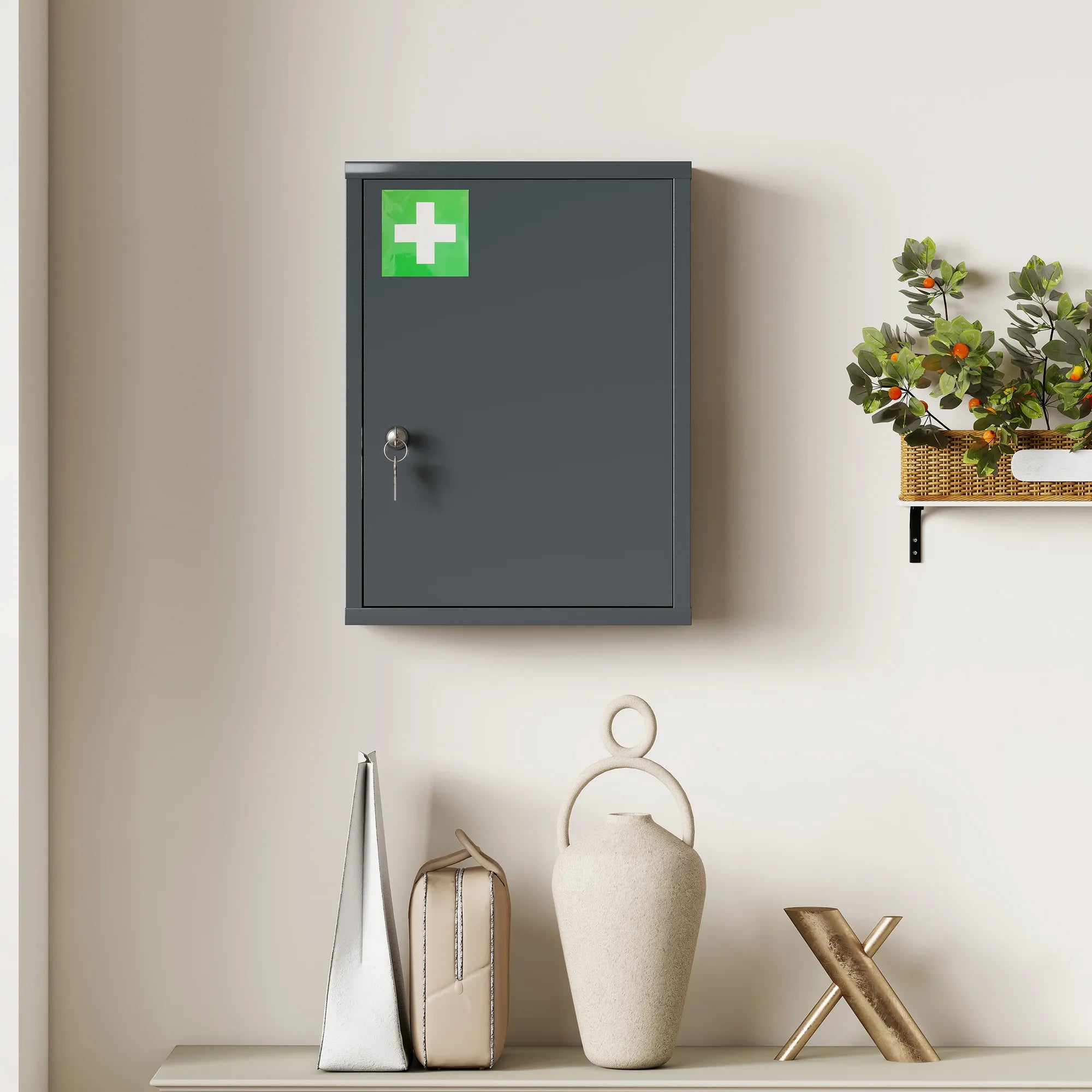 Pakabinama vaistinėlė iš plieno 40x15x53,5 cm tamsiai pilka