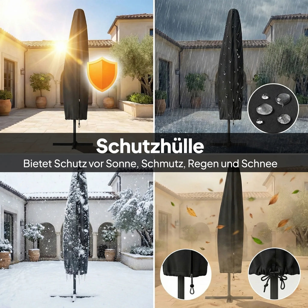 Pakabinamas saulės skėtis su LED apšvietimu 300 cm smėlio spalvos