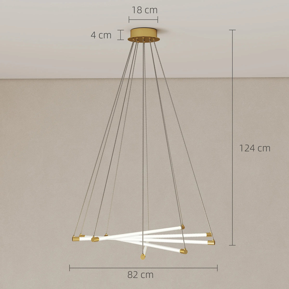 Pakabinamas šviestuvas LED, 50 W, reguliuojamas, aukso ir baltos spalvos
