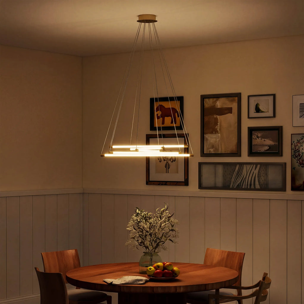 Pakabinamas šviestuvas LED, 50 W, reguliuojamas, aukso ir baltos spalvos