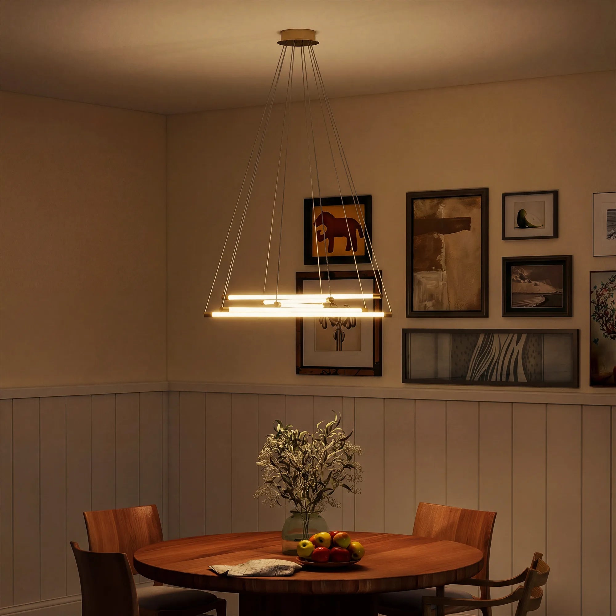 Pakabinamas šviestuvas LED, 50 W, reguliuojamas, aukso ir baltos spalvos