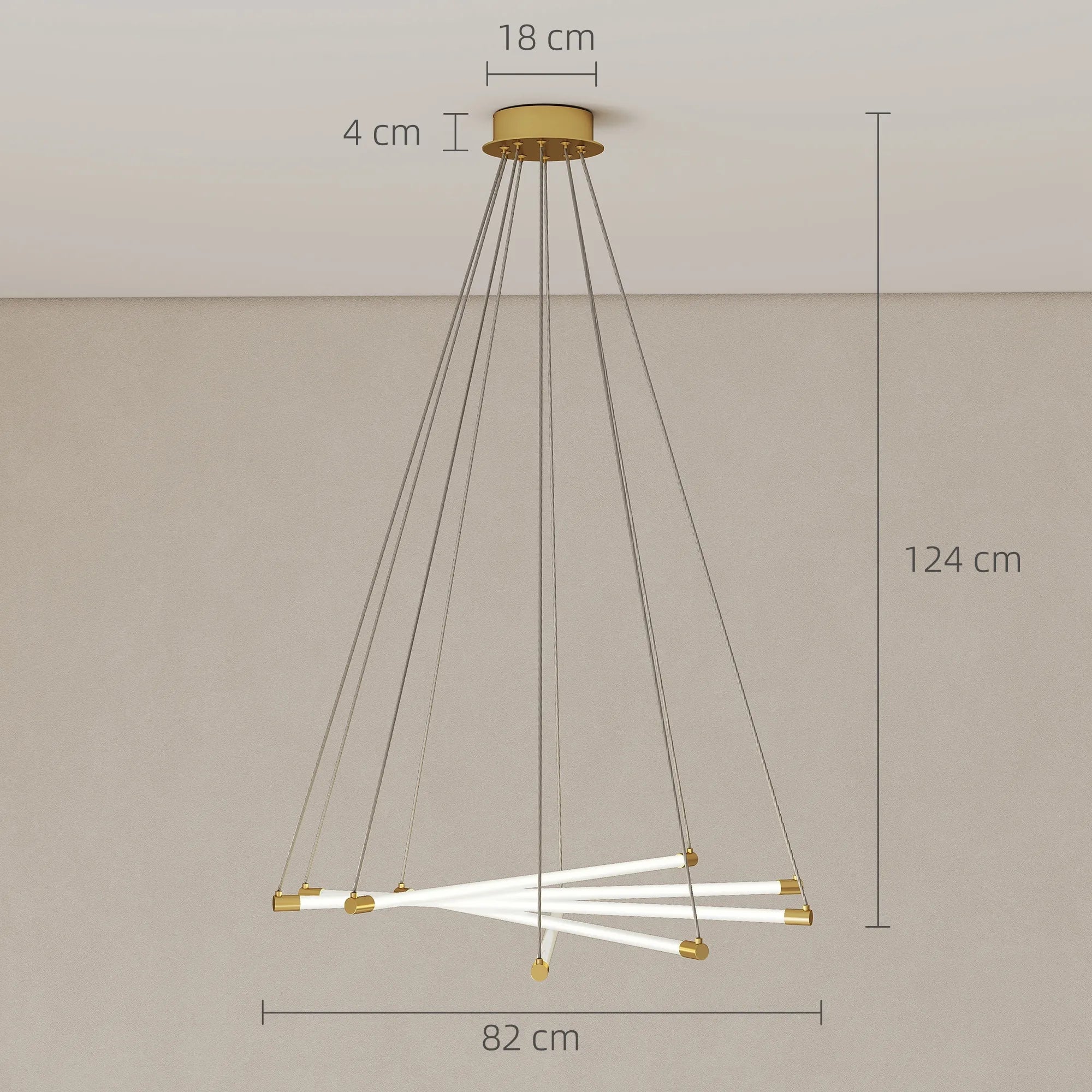 Pakabinamas šviestuvas LED, 50 W, reguliuojamas, aukso ir baltos spalvos