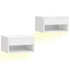 Pakabinami naktiniai staleliai 2 vnt. su RGB LED apšvietimu balti