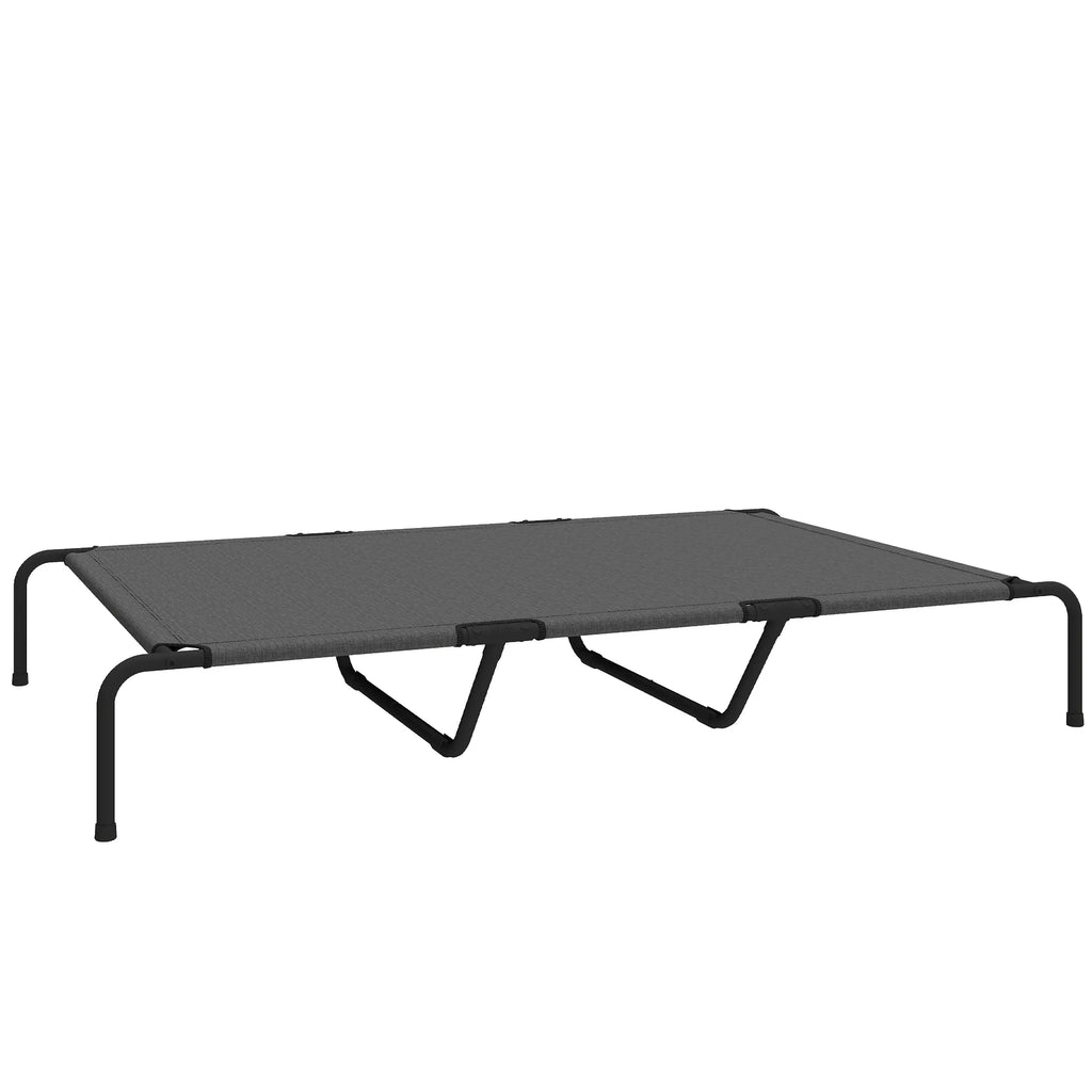 Pakeliamas šunų gultas lauko ir vidaus erdvėms – pilkas audinys – 152 x 94 cm