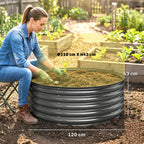 Pakeliamoji lysvė, apvali metalinė daržo lysvė, 120 cm, tamsiai pilka