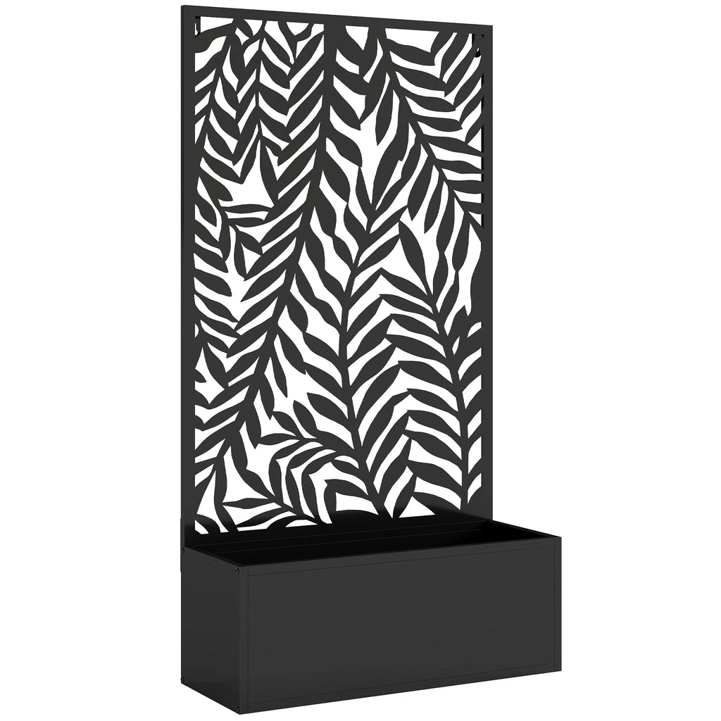 Pakelta lysvė su grotelėmis vijokliams, 61 x 23 x 113 cm, juoda