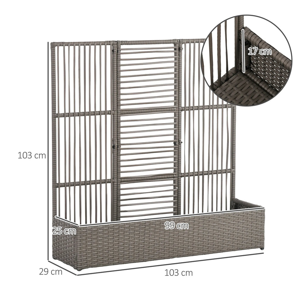 Pakelta lysvė su grotelėmis vijokliniams augalams, iki 50 kg, 103 x 29 x 103 cm, pilka