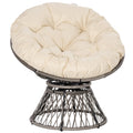 Papasan kėdė, pinti krėslai, sėdimoji pagalvėlė, dirbtinis rotangas, sukiojama, metalinis rėmas, 87 x 97 x 86 cm, smėlio spalvos