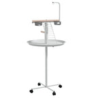Papūgų stovas su lesyklėlėmis, sūpynėmis ir kopėčiomis, 138 cm, baltas