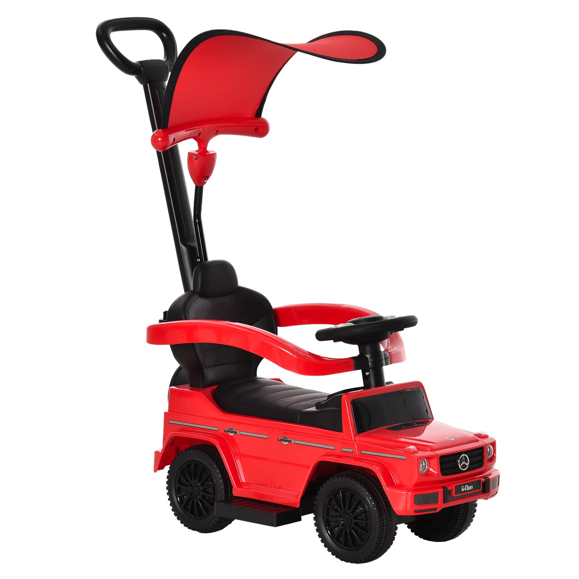 Paspirtukas Mercedes-Benz G350 su stūmimo rankena 3-in-1, iki 25 kg, raudonas