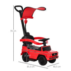 Paspirtukas Mercedes-Benz G350 su stūmimo rankena 3-in-1, iki 25 kg, raudonas