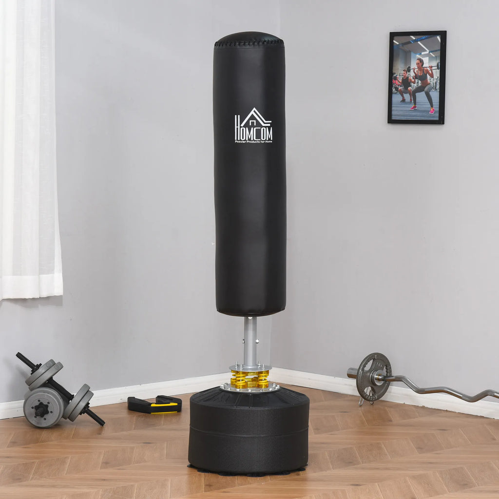 Pastatoma bokso kriaušė su amortizuojančiu pagrindu, 170 cm, juoda
