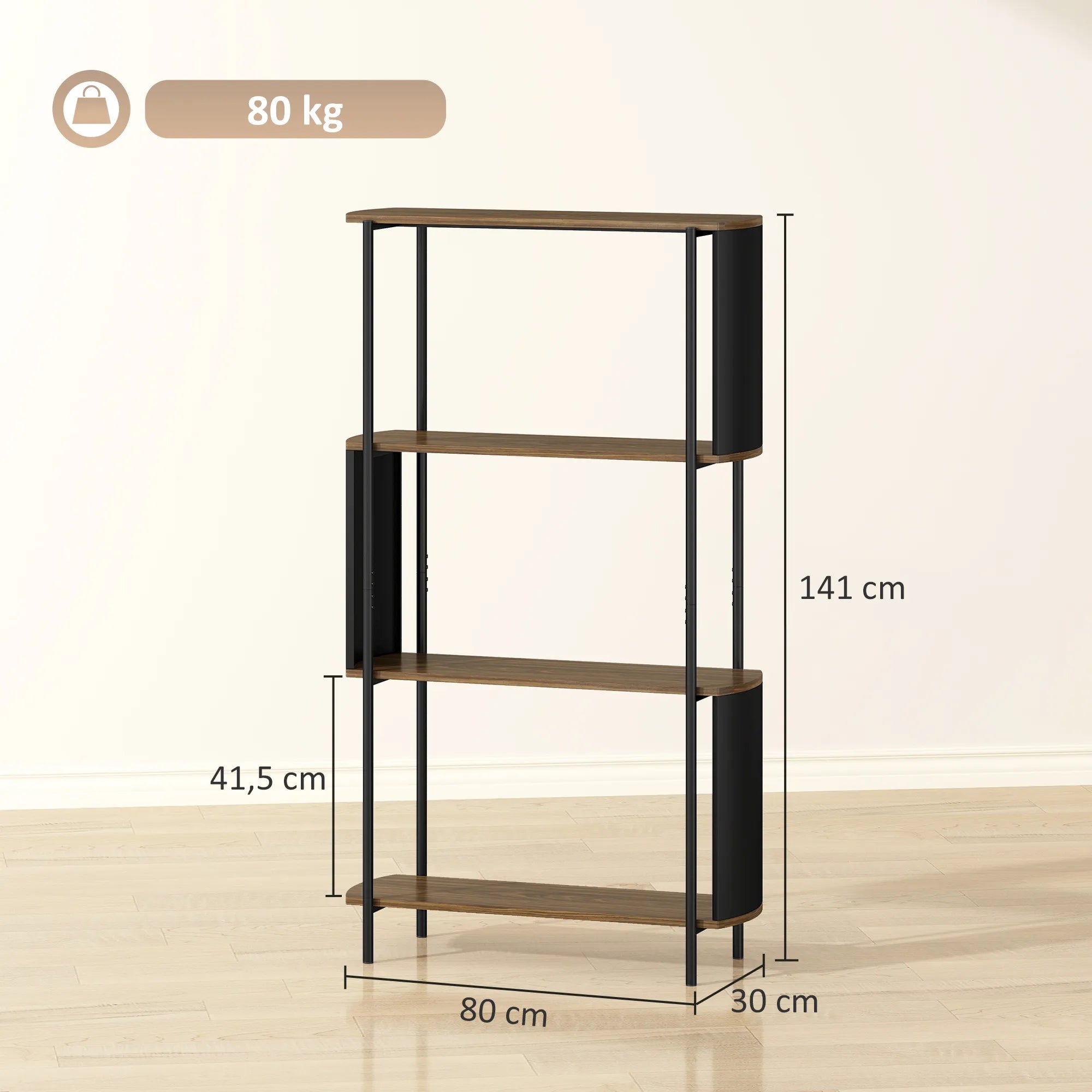 Pastatoma lentyna, 4 pakopų, industrinio stiliaus, 80x30x141 cm, ruda