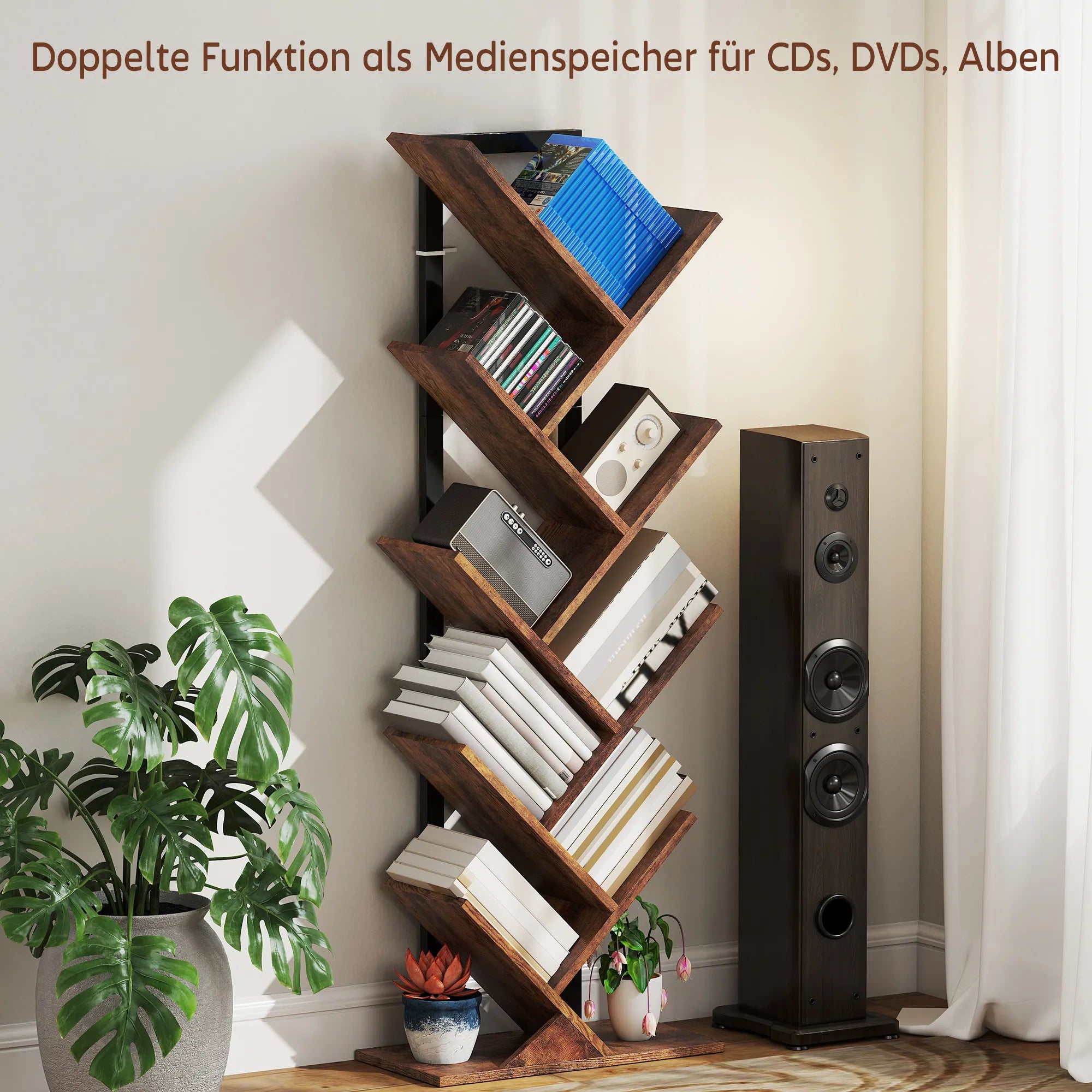 Pastatoma lentyna Living room, 9 lentynos, ruda