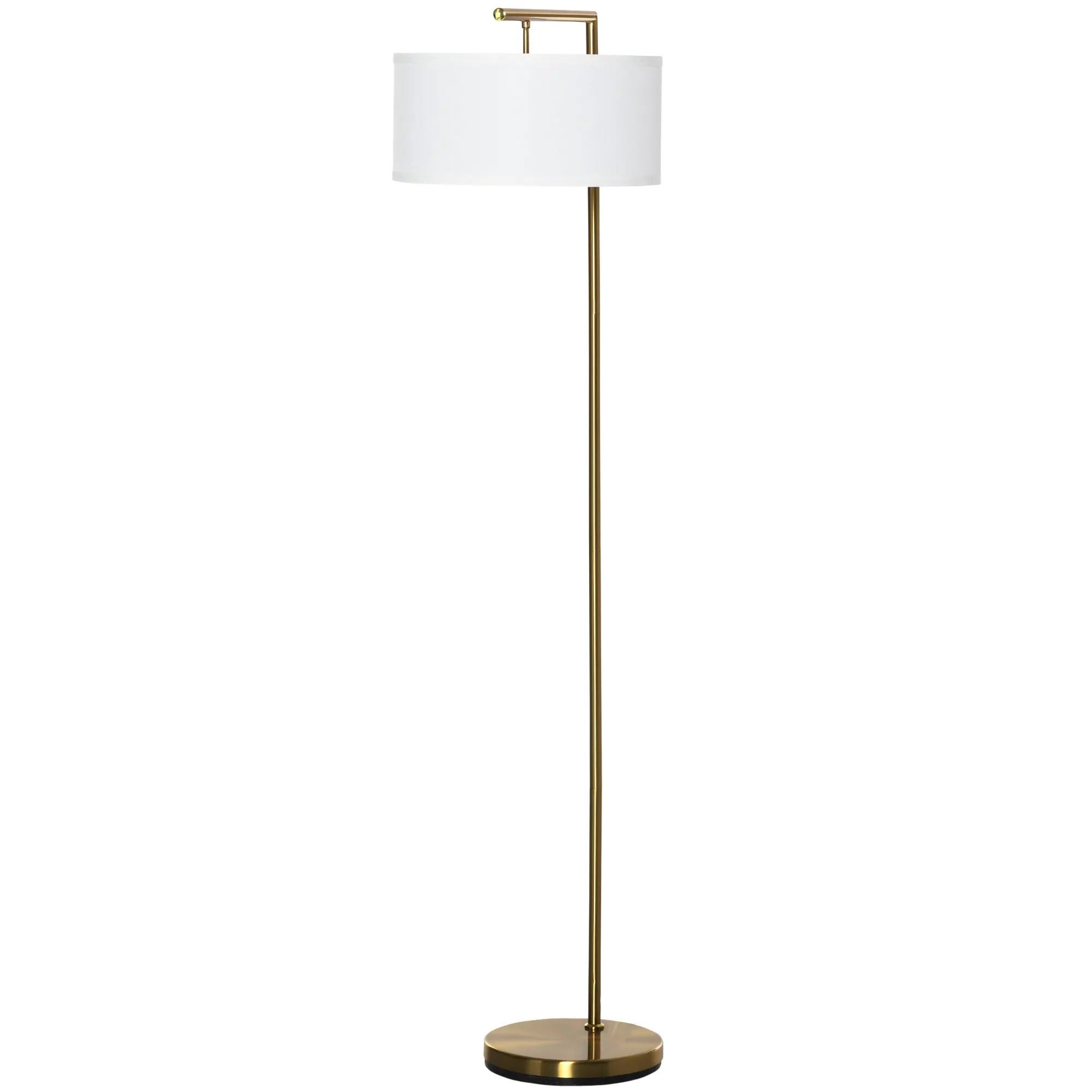 Pastatomas šviestuvas E27, auksinis su baltu gaubtu, 153 cm