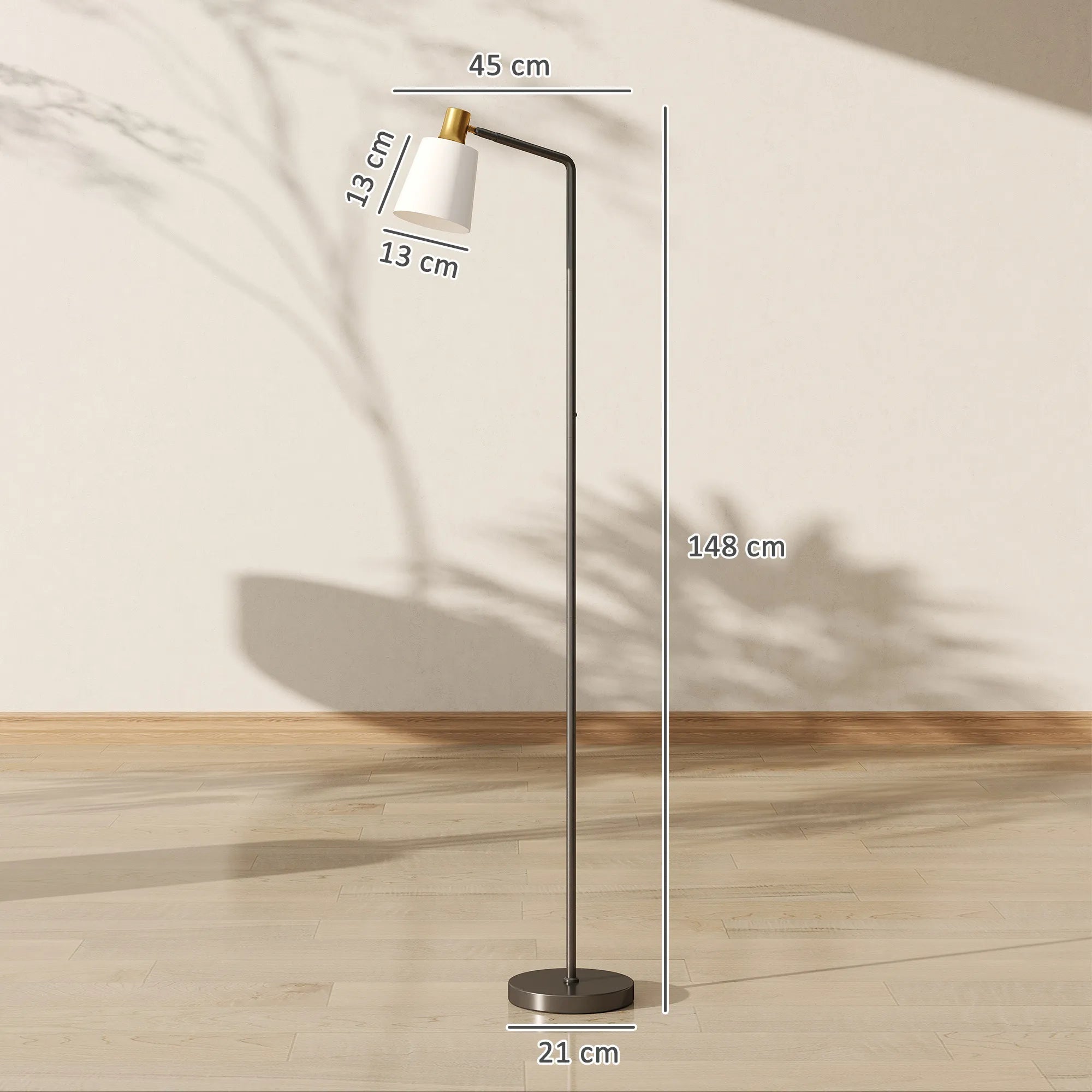 Pastatomas šviestuvas LED su reguliojama galvute 148 cm juodos spalvos