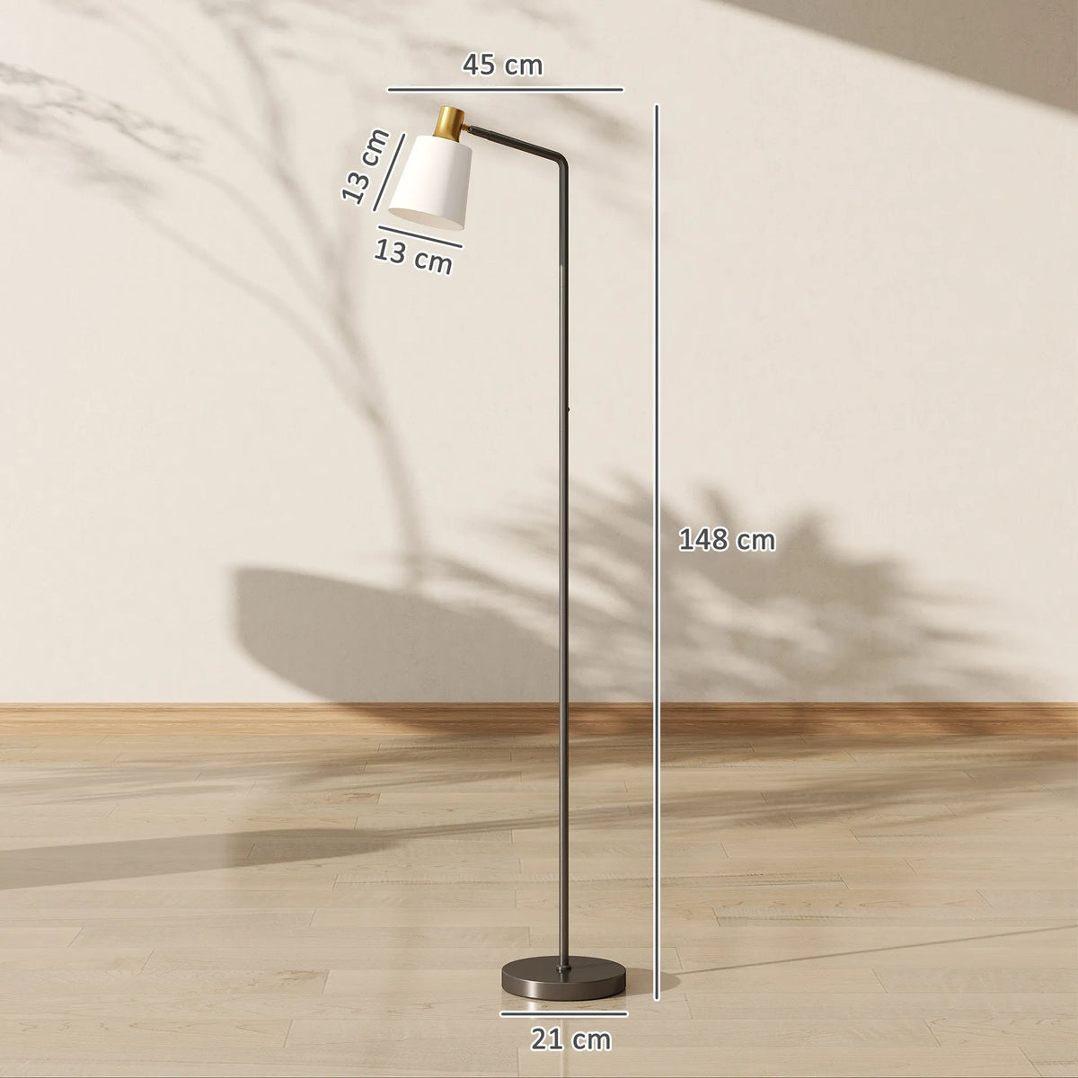 Pastatomas šviestuvas LED su reguliojama galvute 148 cm juodos spalvos