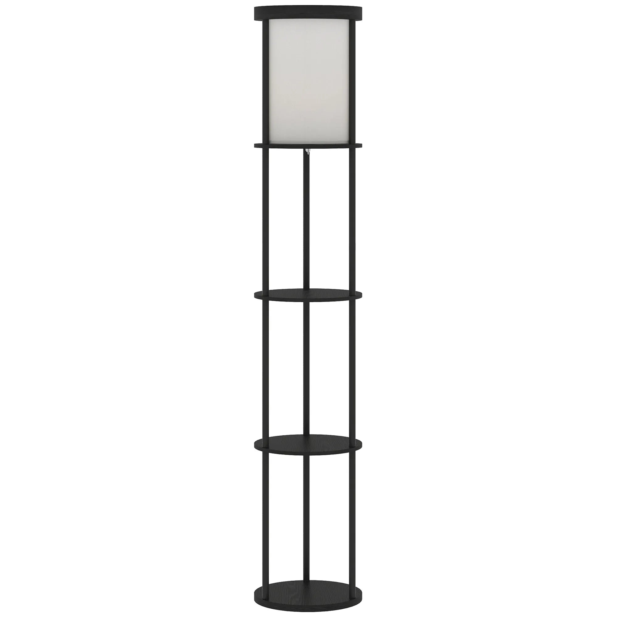 Pastatomas šviestuvas su lentynomis, reguliuojamas, 158 cm, juodas