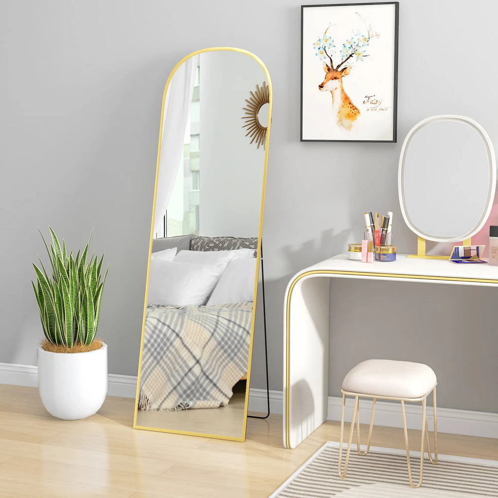 Pastatomas veidrodis modernaus dizaino 161,5 cm, auksinis