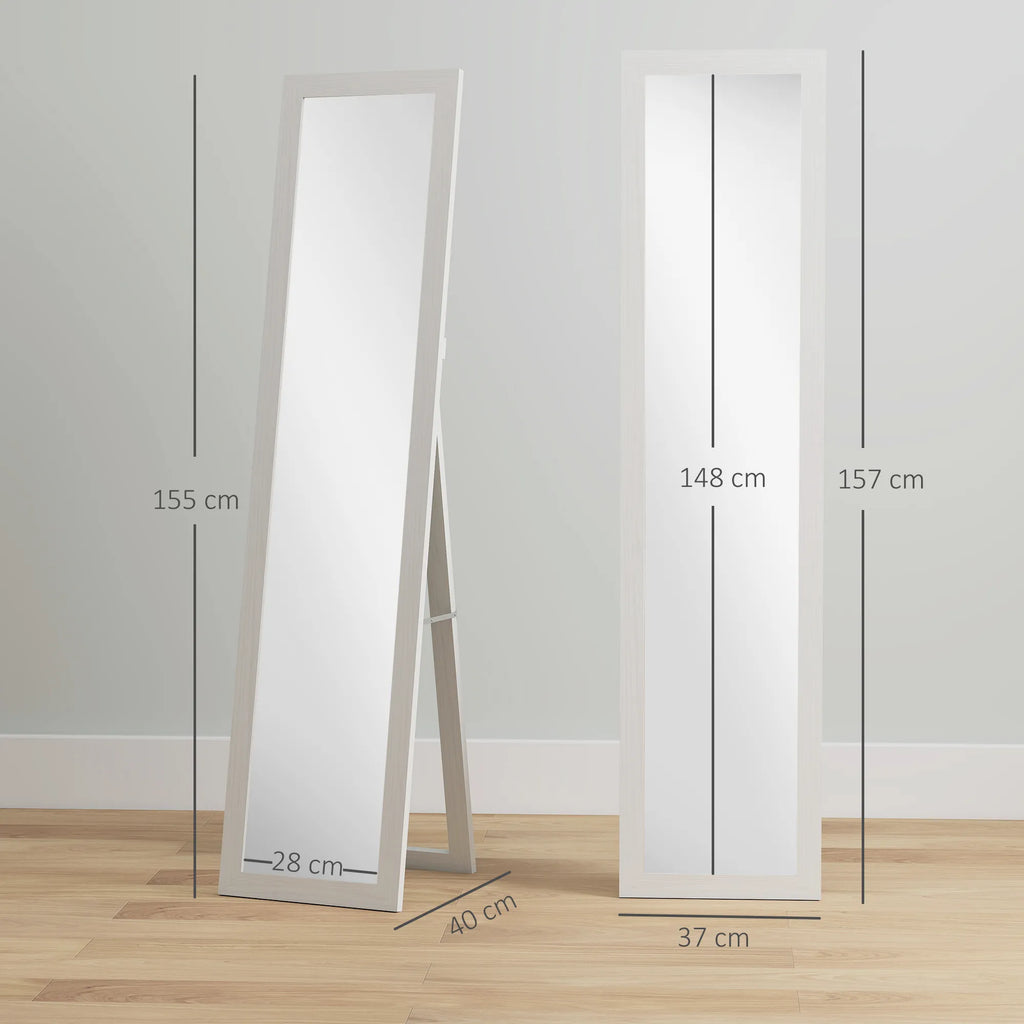 Pastatomas veidrodis rėme, 37 x 157 cm, baltas